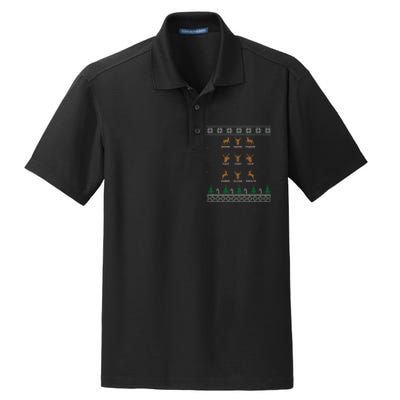 Funny Deer Design Christmas Bow Hunting SantaS Reindeer Giftr Dry Zone Grid Polo