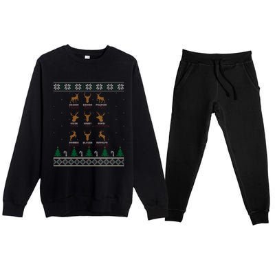 Funny Deer Design Christmas Bow Hunting SantaS Reindeer Giftr Premium Crewneck Sweatsuit Set