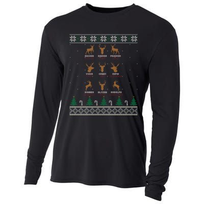 Funny Deer Design Christmas Bow Hunting SantaS Reindeer Giftr Cooling Performance Long Sleeve Crew