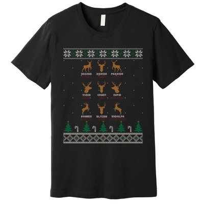 Funny Deer Design Christmas Bow Hunting SantaS Reindeer Giftr Premium T-Shirt