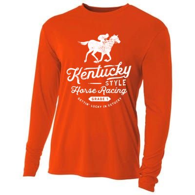 Funny Derby Day Kentucky Style Horse Racing Cool Gift Cooling Performance Long Sleeve Crew