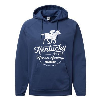 Funny Derby Day Kentucky Style Horse Racing Cool Gift Performance Fleece Hoodie