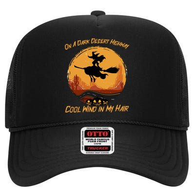 Funny Dark Desert Highway Witch Cool Wind In My Hair Funny High Crown Mesh Back Trucker Hat