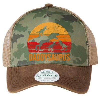 Funny Daddy Dinosaur Dad Gift Fun Daddysaurus 3 Three Gift Legacy Tie Dye Trucker Hat