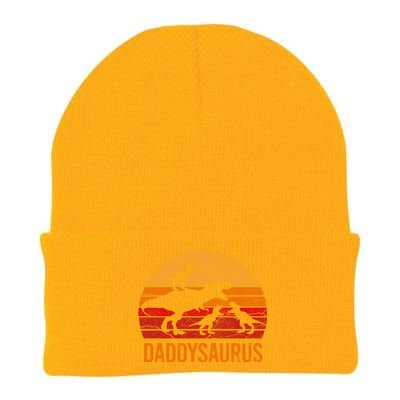 Funny Daddy Dinosaur Dad Gift Fun Daddysaurus 3 Three Gift Knit Cap Winter Beanie