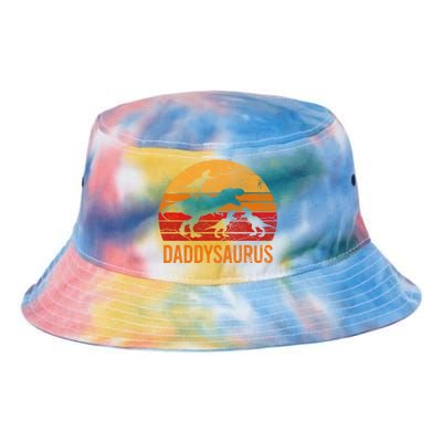 Funny Daddy Dinosaur Dad Gift Fun Daddysaurus 3 Three Gift Tie Dye Newport Bucket Hat