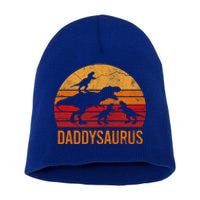 Funny Daddy Dinosaur Dad Gift Fun Daddysaurus 3 Three Gift Short Acrylic Beanie