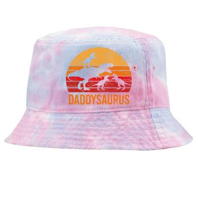 Funny Daddy Dinosaur Dad Gift Fun Daddysaurus 3 Three Gift Tie-Dyed Bucket Hat