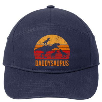 Funny Daddy Dinosaur Dad Gift Fun Daddysaurus 3 Three Gift 7-Panel Snapback Hat