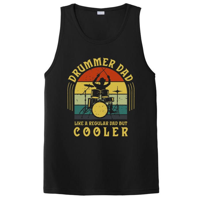 Funny Drummer Dad Art For Men Drumming Daddy Drum Players PosiCharge Competitor Tank