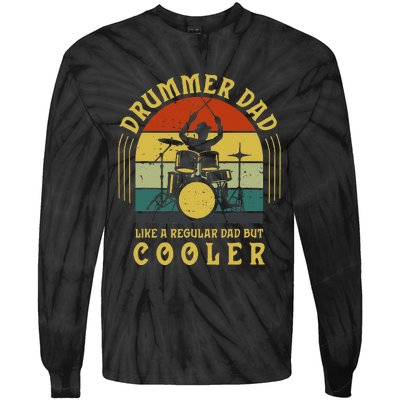 Funny Drummer Dad Art For Men Drumming Daddy Drum Players Tie-Dye Long Sleeve Shirt