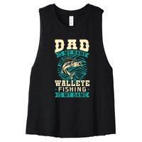 Father's Day Dad Is My Name Walleye Fishing Is My Game Walleye Gift Fishing Dad Women's Racerback Cropped Tank