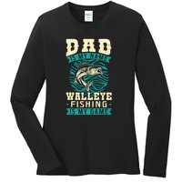 Father's Day Dad Is My Name Walleye Fishing Is My Game Walleye Gift Fishing Dad Ladies Long Sleeve Shirt