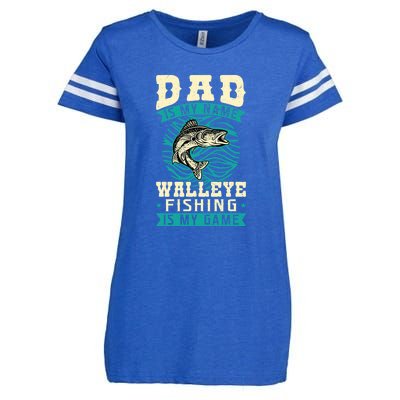 Father's Day Dad Is My Name Walleye Fishing Is My Game Walleye Gift Fishing Dad Enza Ladies Jersey Football T-Shirt