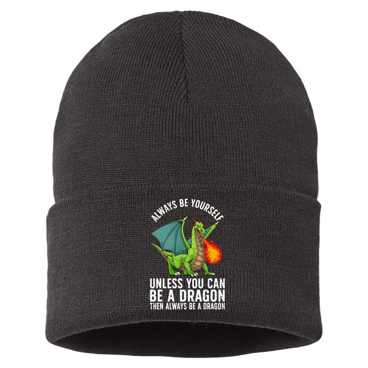 Funny Dragon Design For  Fantasy Dragon Lover Sustainable Knit Beanie