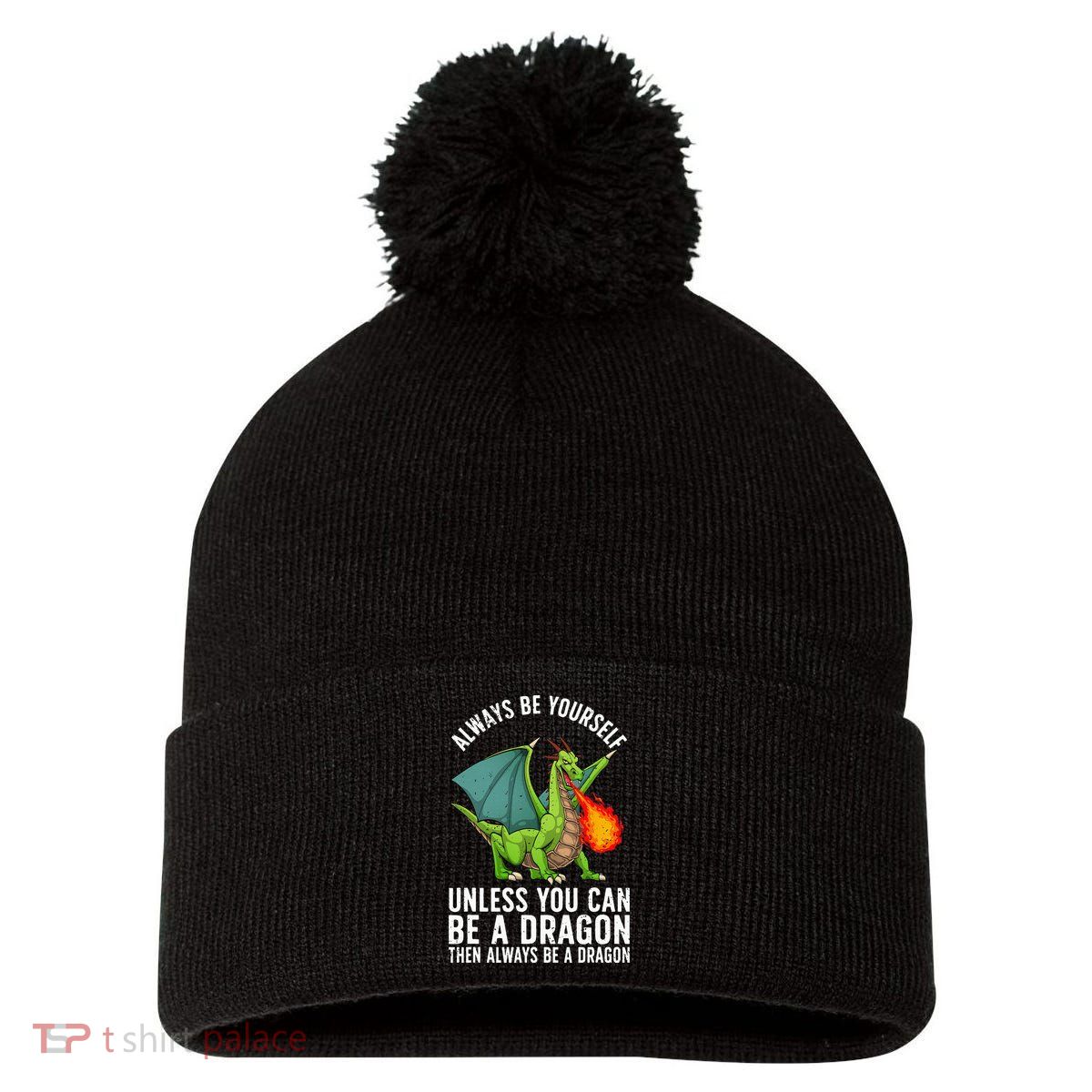Funny Dragon Design For  Fantasy Dragon Lover Pom Pom 12in Knit Beanie