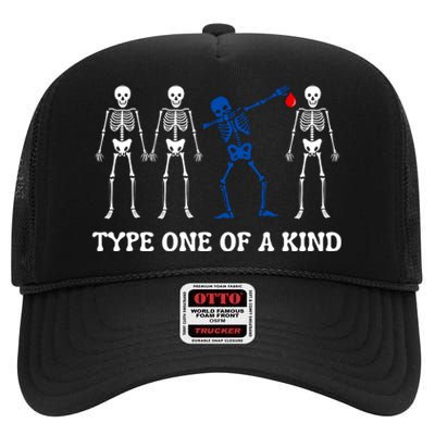 Funny Diabetes Dancing Skeleton High Crown Mesh Back Trucker Hat