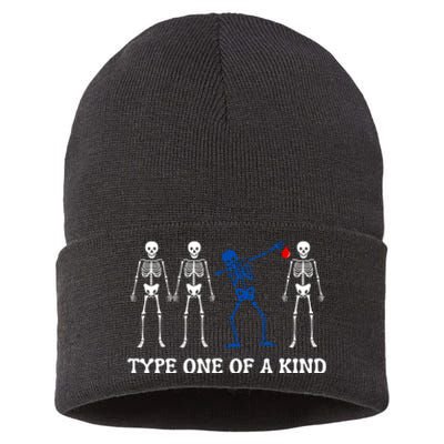 Funny Diabetes Dancing Skeleton Sustainable Knit Beanie