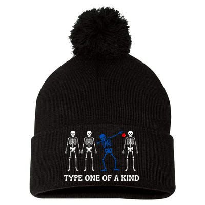 Funny Diabetes Dancing Skeleton Pom Pom 12in Knit Beanie