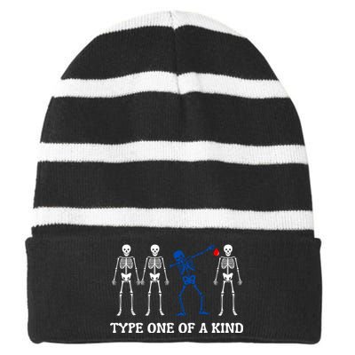 Funny Diabetes Dancing Skeleton Striped Beanie with Solid Band