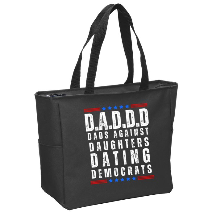 Funny Daddd Dads Against Daughters Dating Democrats Zip Tote Bag