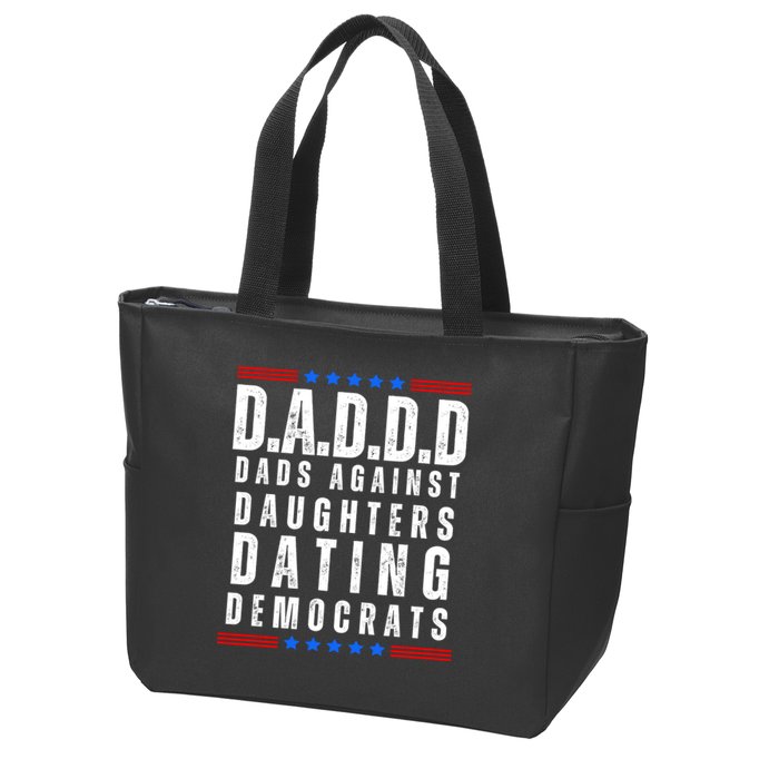 Funny Daddd Dads Against Daughters Dating Democrats Zip Tote Bag