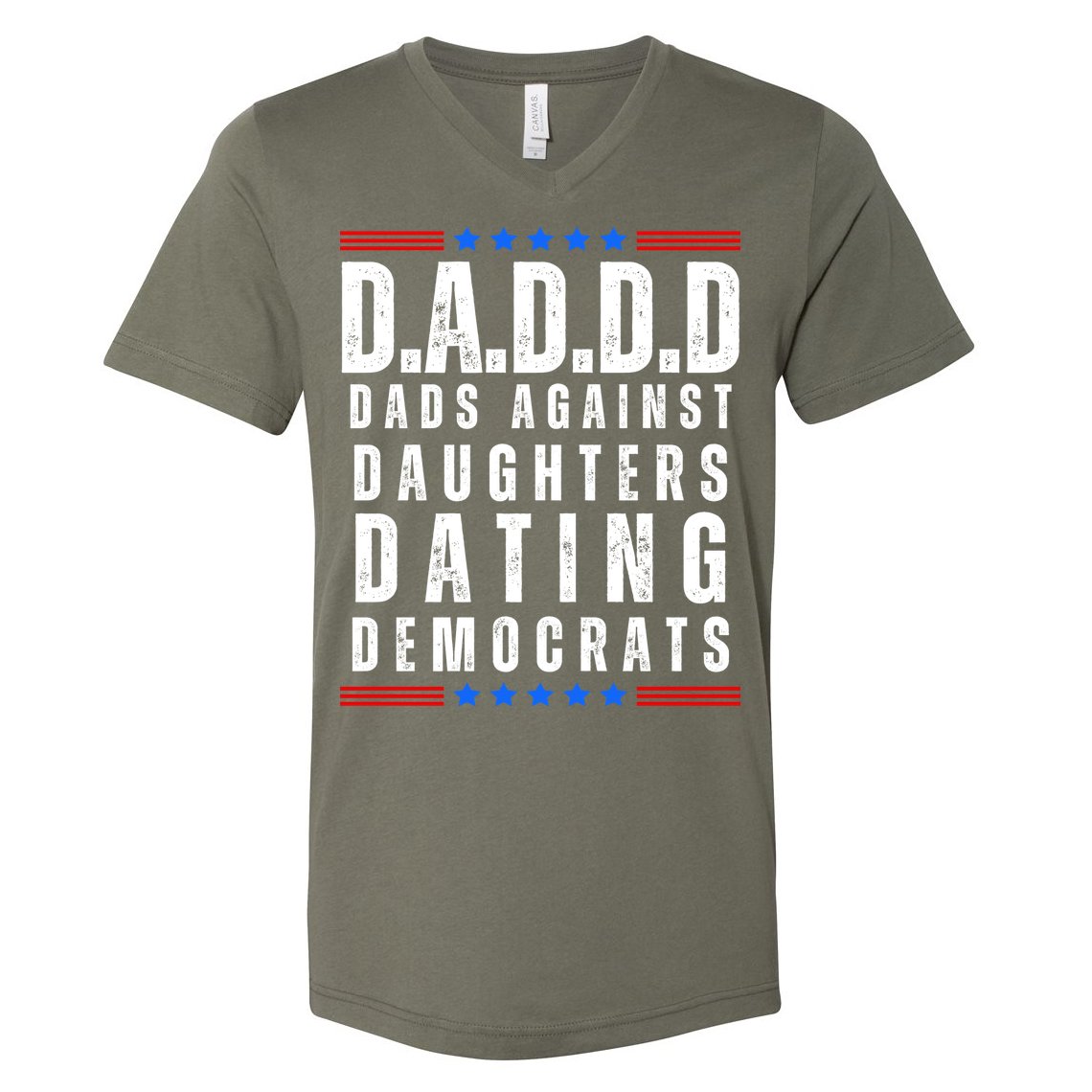 Funny Daddd Dads Against Daughters Dating Democrats V-Neck T-Shirt