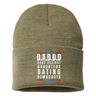 Funny Daddd Dads Against Daughters Dating Democrats Sustainable Knit Beanie