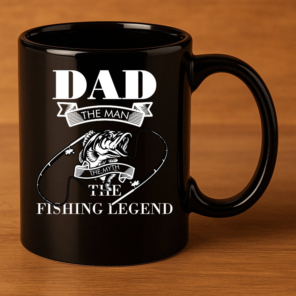 Father's Day Dad The Man The Myth The Fishing Legend Gift 11oz C Handle Ceramic Mug