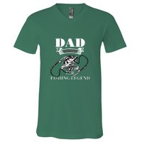 Father's Day Dad The Man The Myth The Fishing Legend Gift V-Neck T-Shirt