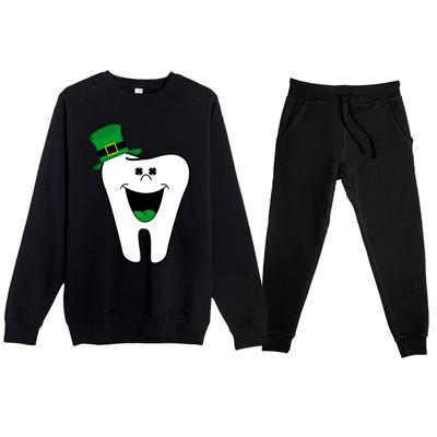 Funny Dentist Dental Tooth Shamrock St Patrick Day Cute Gift Premium Crewneck Sweatsuit Set