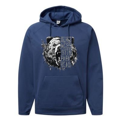 Fathers Day Dont Mess With Papa Bear Performance Fleece Hoodie