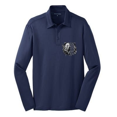 Fathers Day Dont Mess With Papa Bear Silk Touch Performance Long Sleeve Polo