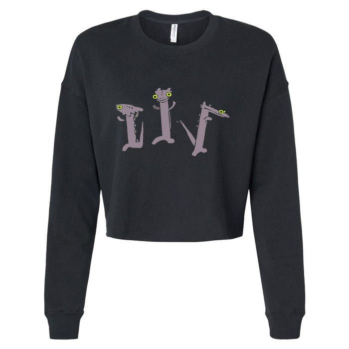 Funny Dancing Dragon Meme Cropped Pullover Crew