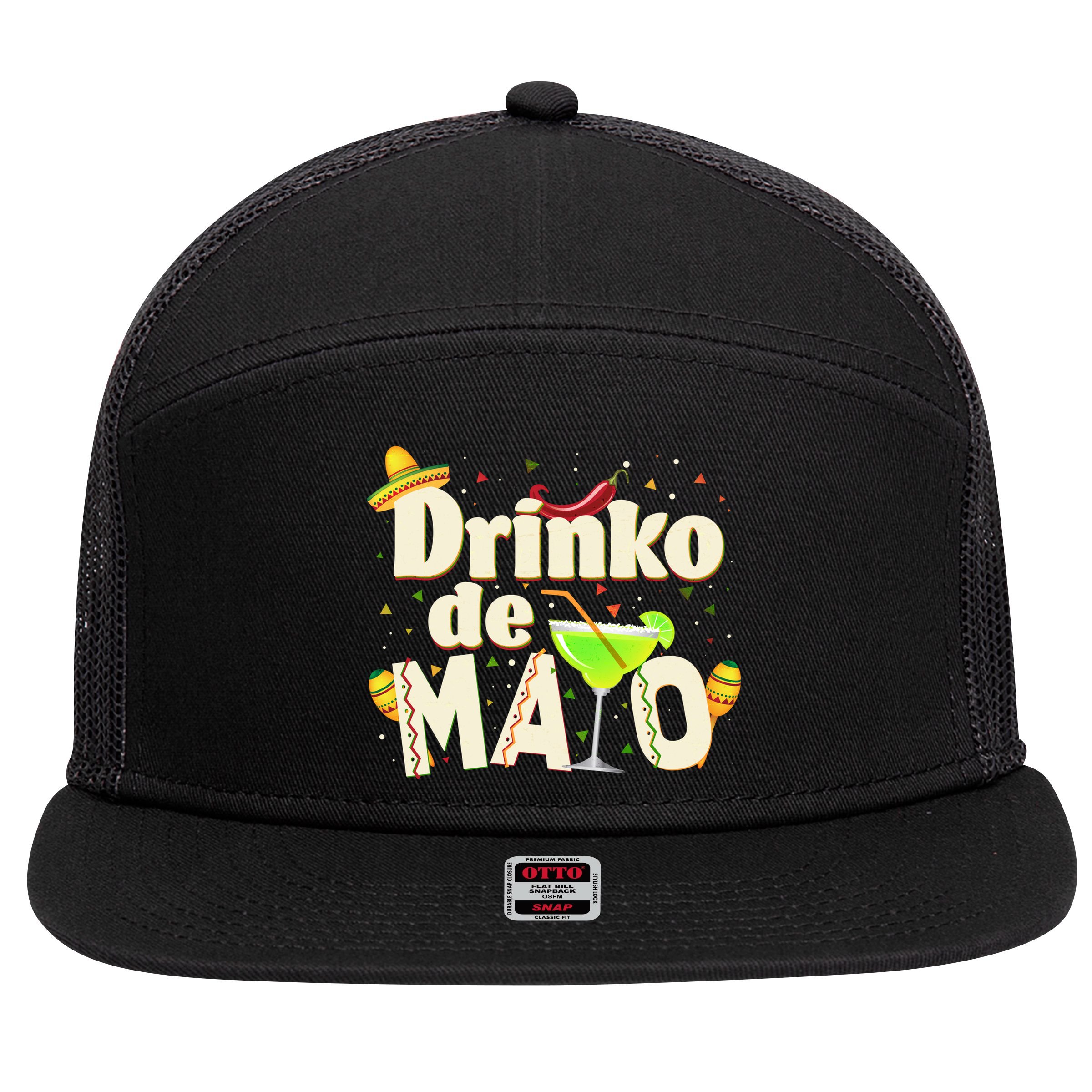 Funny Drinko De Mayo Cinco De Mayo 7 Panel Mesh Trucker Snapback Hat