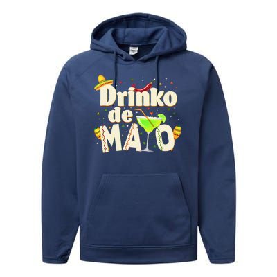 Funny Drinko De Mayo Cinco De Mayo Performance Fleece Hoodie