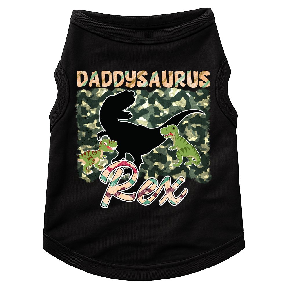 Father's Day Daddysaurus T Rex Gift For Dad Camo Doggie Tank