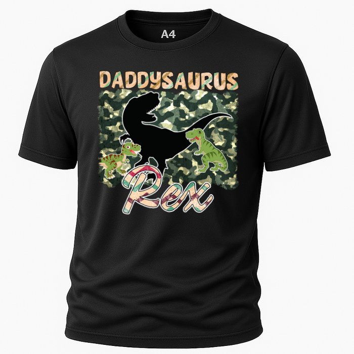 Father's Day Daddysaurus T Rex Gift For Dad Camo Cooling Performance Crew T-Shirt