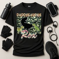 Father's Day Daddysaurus T Rex Gift For Dad Camo Cooling Performance Crew T-Shirt