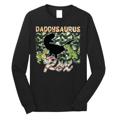 Father's Day Daddysaurus T Rex Gift For Dad Camo Long Sleeve Shirt