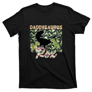 Father's Day Daddysaurus T Rex Gift For Dad Camo T-Shirt