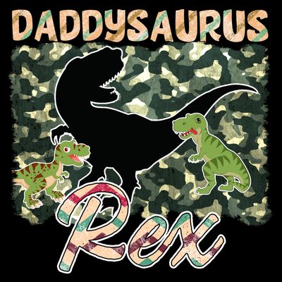 Father's Day Daddysaurus T Rex Gift For Dad Camo T-Shirt