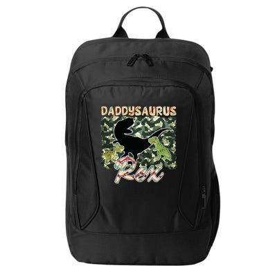Father's Day Daddysaurus T Rex Gift For Dad Camo City Backpack