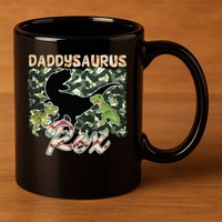 Father's Day Daddysaurus T Rex Gift For Dad Camo 11oz C Handle Ceramic Mug