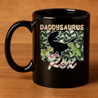 Father's Day Daddysaurus T Rex Gift For Dad Camo 11oz C Handle Ceramic Mug