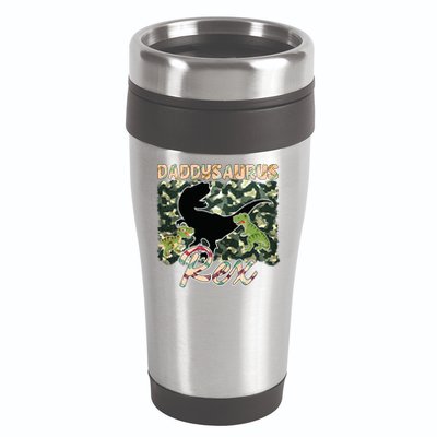 Father's Day Daddysaurus T Rex Gift For Dad Camo 16oz Travel Tumbler