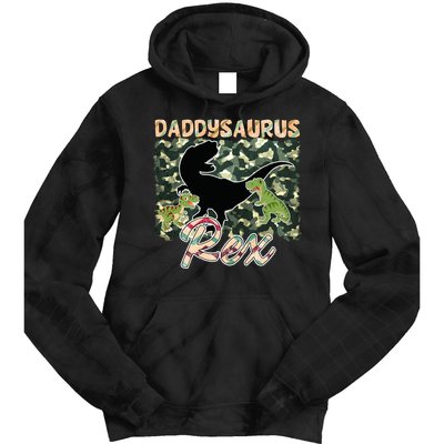 Father's Day Daddysaurus T Rex Gift For Dad Camo Tie Dye Hoodie