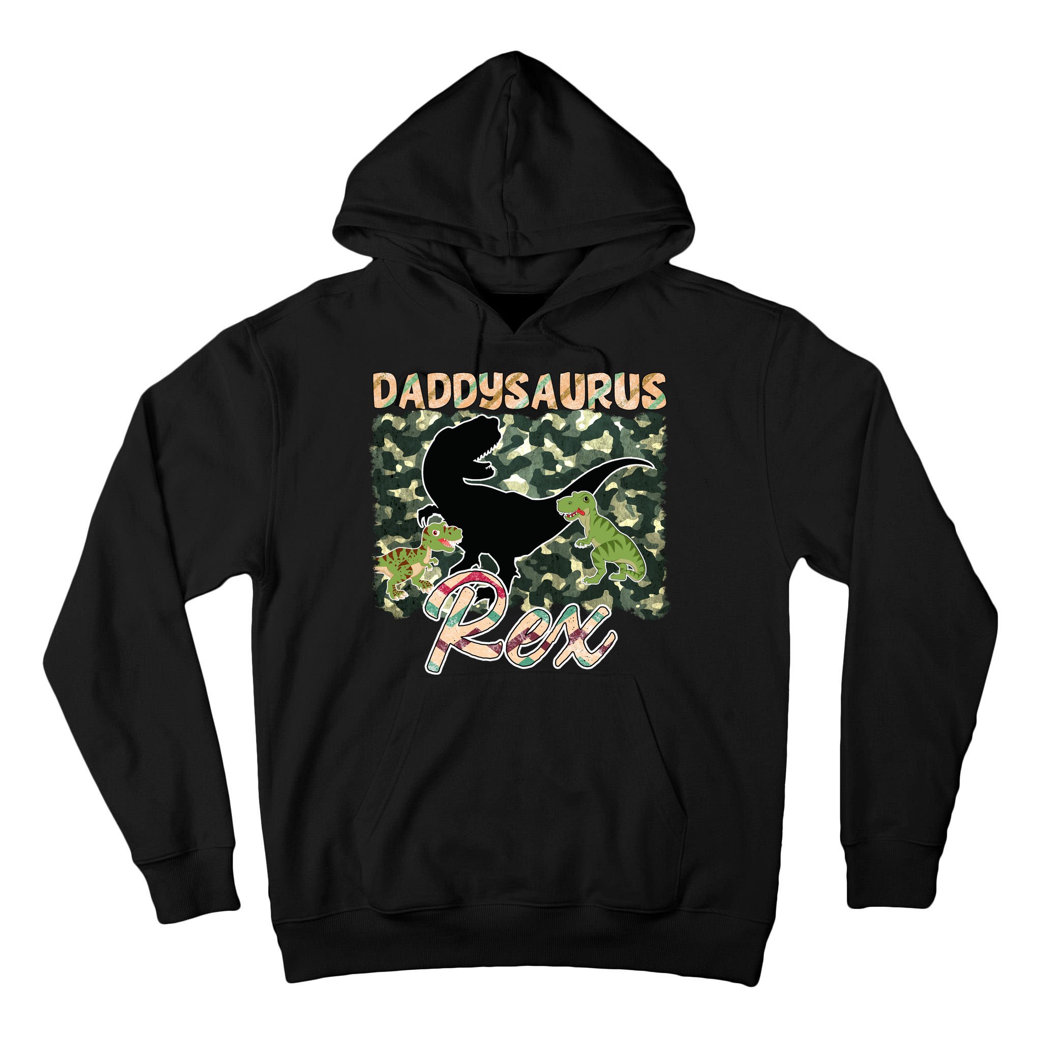 Father's Day Daddysaurus T Rex Gift For Dad Camo Tall Hoodie