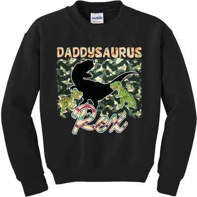 Father's Day Daddysaurus T Rex Gift For Dad Camo Kids Sweatshirt