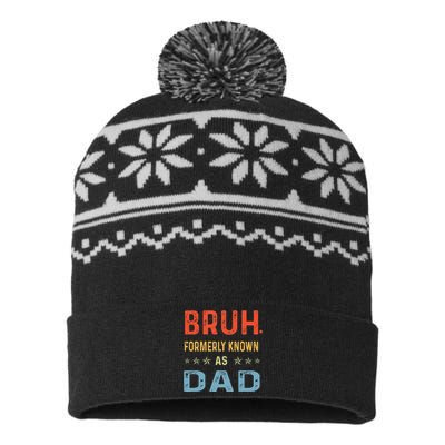 Fathers Day Dad Bruh Formerly Known As Dad Papa USA-Made Snowflake Beanie